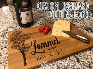 CUTTING BOARD PERSONALIZED Engraved Wood Wedding Anniversary Gift Name Est Date - Wooden Hearts Inc