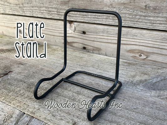 PLATE STAND Black Iron Metal Picture Frame Tile  Easel  Sign Table Tabletop Desk - Wooden Hearts Inc