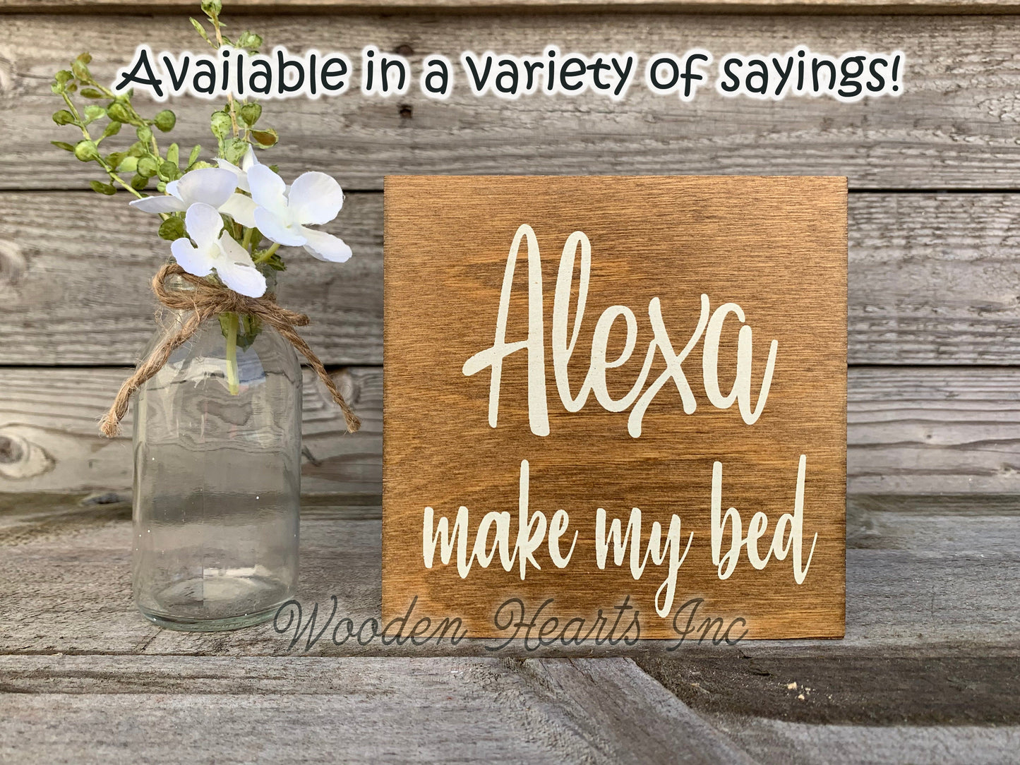 ALEXA make my bed Sign Dishes Feed Dogs Dinner Clean House Laundry Room Chores Funny - Wooden Hearts Inc