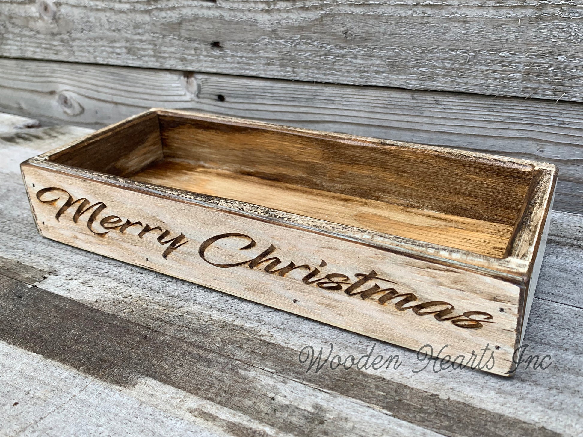 Personalized Tray Merry Christmas ENGRAVED Kitchen Centerpiece CUSTOMIZE Mason Jars gift - Wooden Hearts Inc