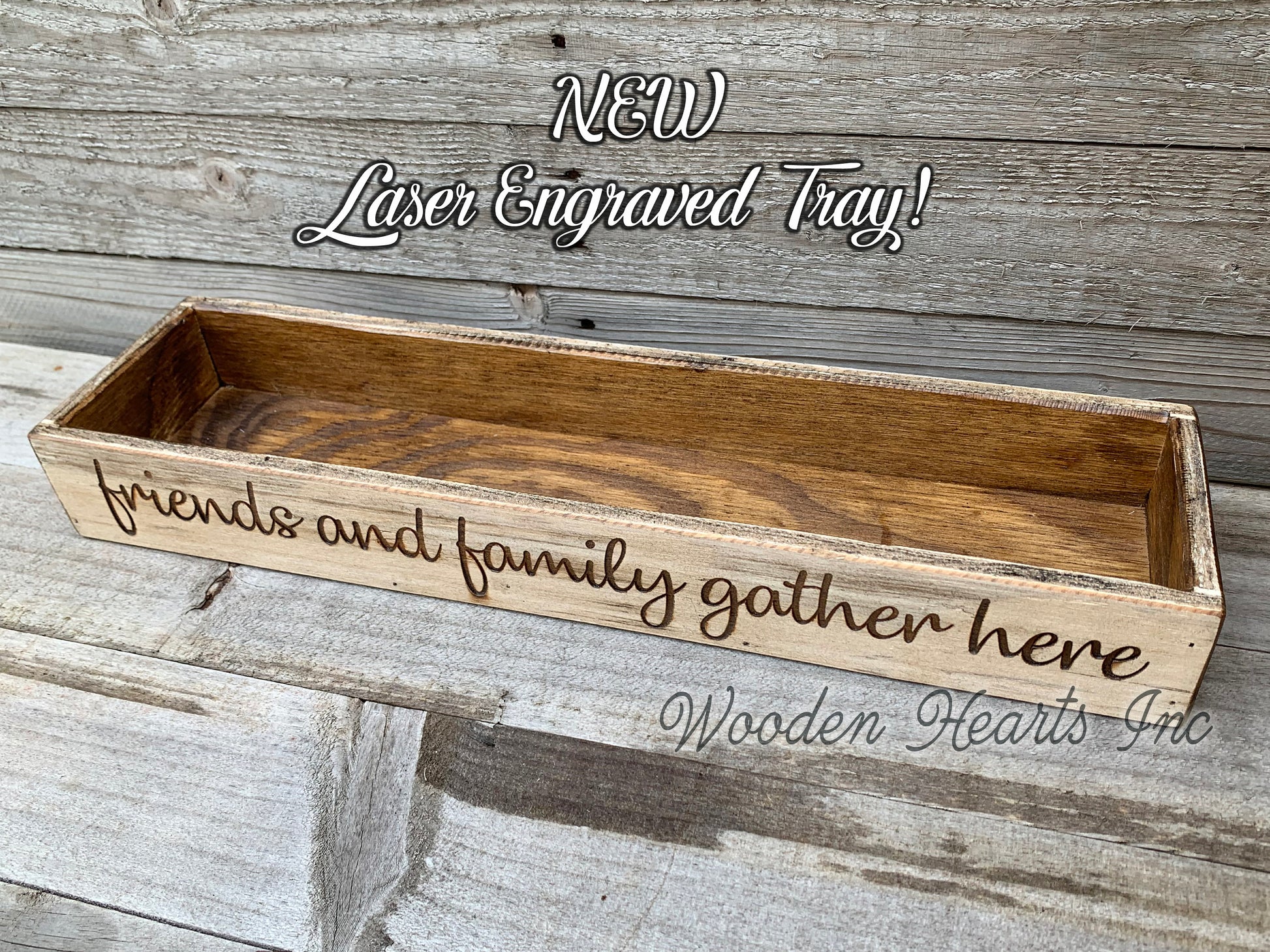 Centerpiece Tray personalize CUSTOM Wedding Kitchen Quart Mason Jars Friends & Family gather here - Wooden Hearts Inc