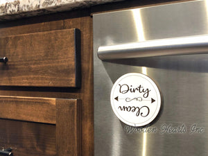Dishwasher MAGNET CLEAN DIRTY Sign Indicator Strong Magnetic Engraved Flip Dishes Kitchen - Wooden Hearts Inc