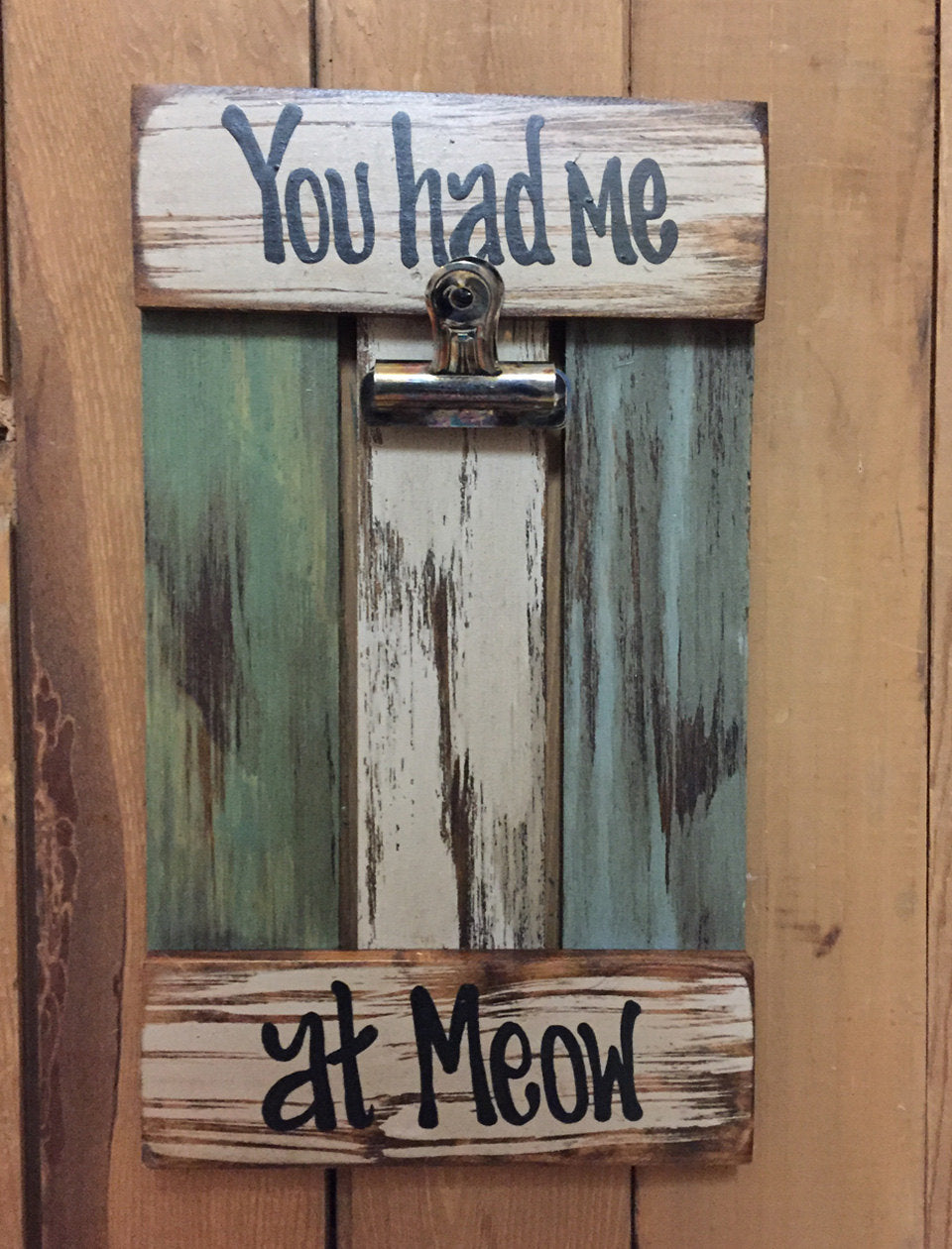 Photo FRAME picture SIGN Reclaimed You had me at Woof, Meow Cat Dog Pet  Wood Gift Home - Wooden Hearts Inc