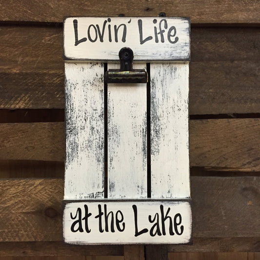 picture FRAME Photo SIGN Reclaimed Lovin Life at the Lake on the Farm Wood Gift Home - Wooden Hearts Inc