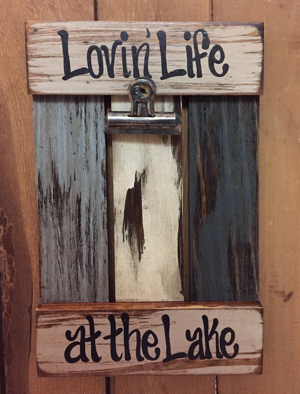 picture FRAME Photo SIGN Reclaimed Lovin Life at the Lake on the Farm Wood Gift Home - Wooden Hearts Inc