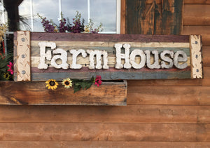 FARM HOUSE Farmhouse Decor Wall Sign Rustic Shutter Distressed Industrial Blue Green Red - Wooden Hearts Inc