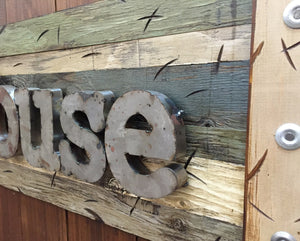 LAKE HOUSE Rustic Sign Reclaimed Shutter Industrial Metal Large Wall Cabin Gift Home Decor - Wooden Hearts Inc